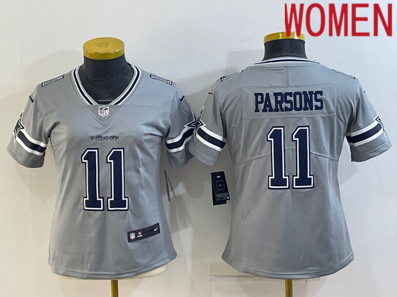 Women Dallas Cowboys #11 Parsons Grey Nike Vapor Untouchable Limited 2022 NFL Jersey